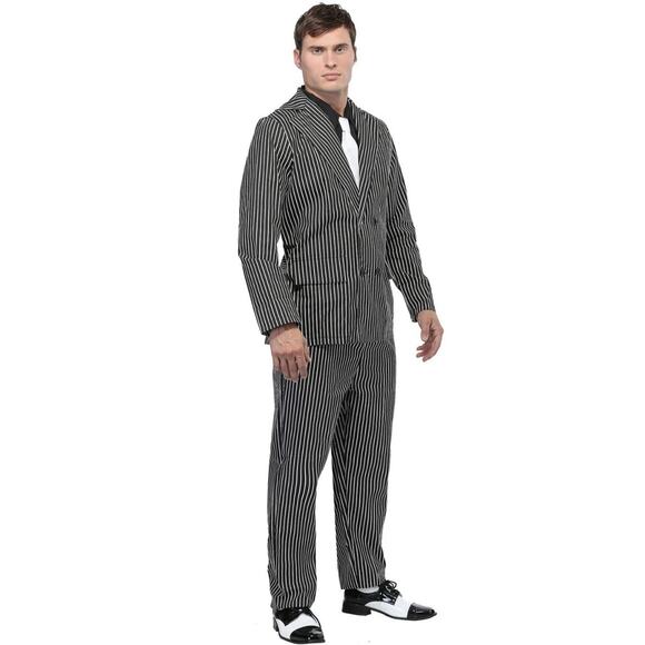 Mens Wide Pin Stripe Gangster Costume Halloween Exclusive Prod FUN One Size Men - Picture 1 of 5